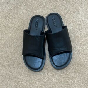 Men’s Perry Ellis black leather slides